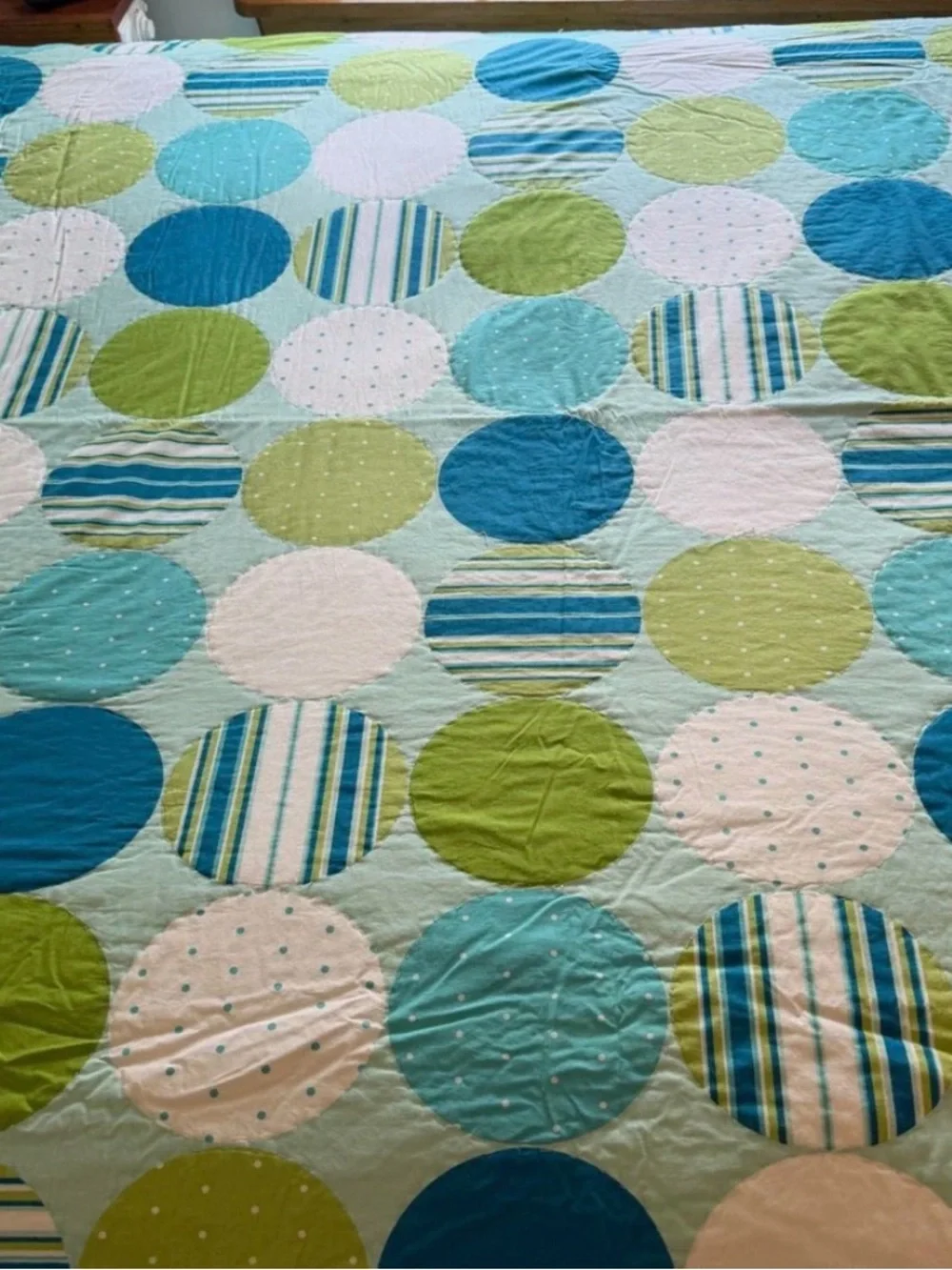 Circo Polka Dot Quilt in Blue, Green, and Cream